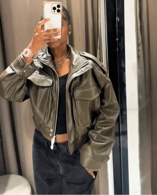 Blouson aviateur en simili cuir Brianna