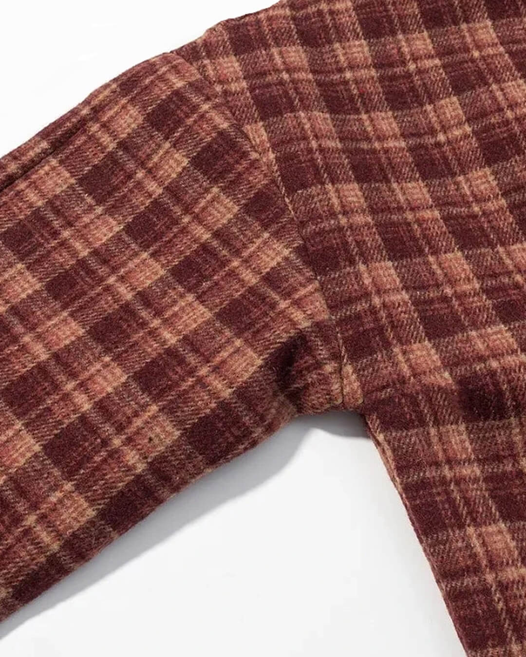 Edith Plaid Wool-Blend Coat in burgundy plaid – detail