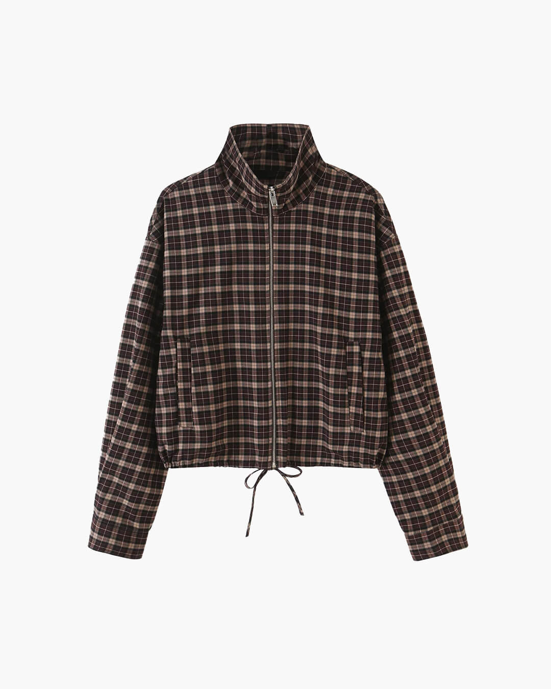 Iris Check Jacket & Mini Skirt Co-ord in brown check – product shot