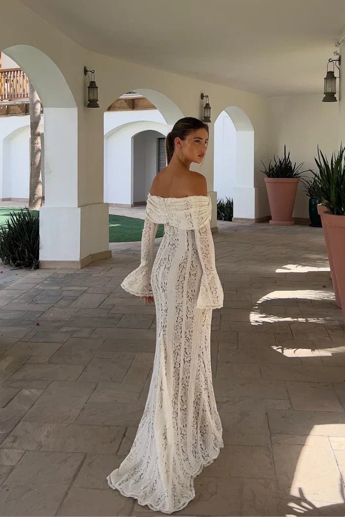 Robe longue en dentelle à épaules dénudées Abby
