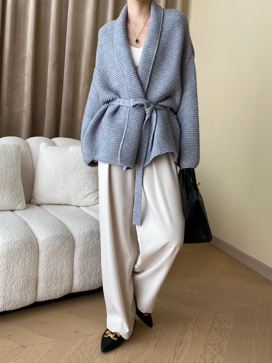 Cardigan Abigail en maille avec ceinture