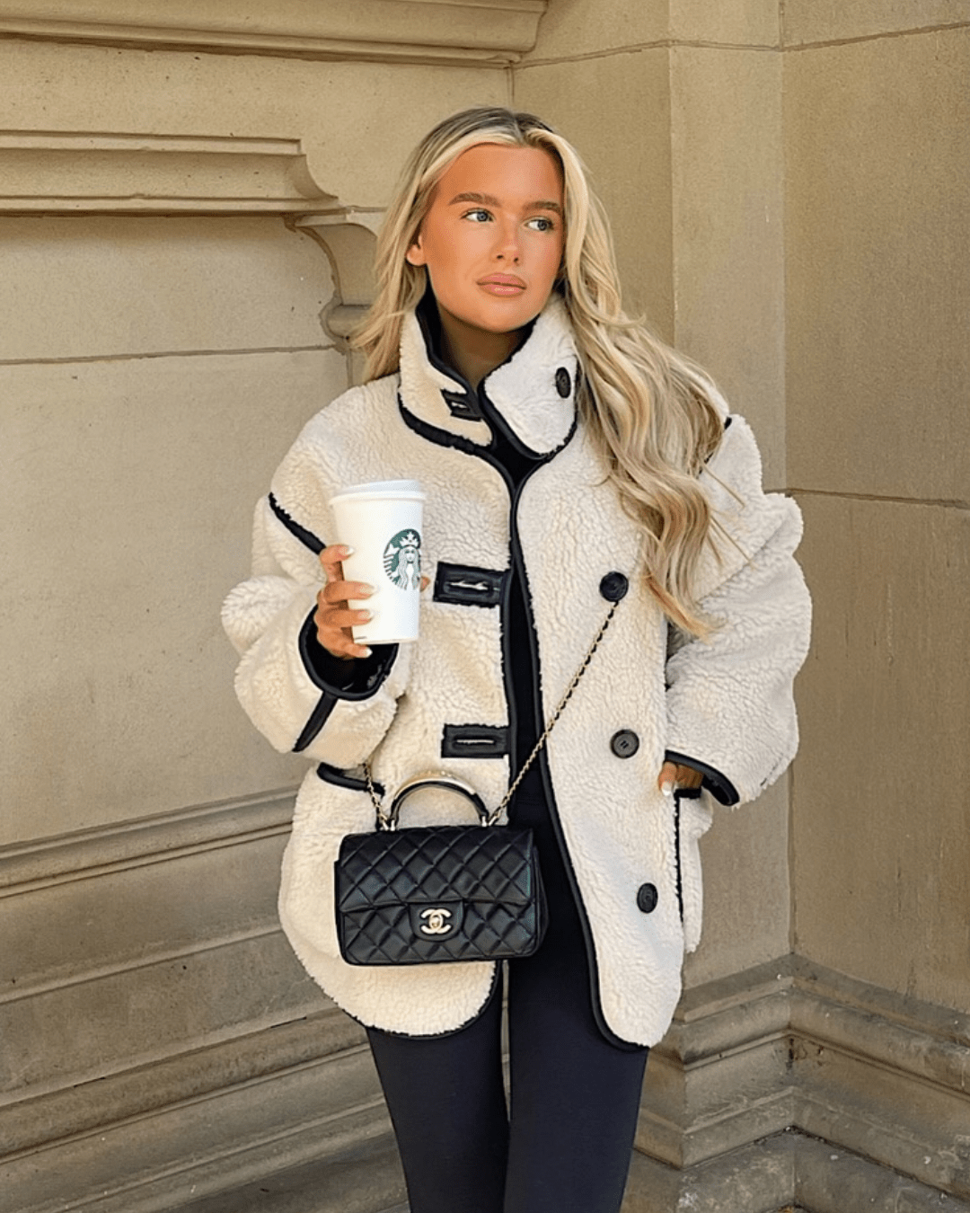 Veste Adela en sherpa à col cheminée