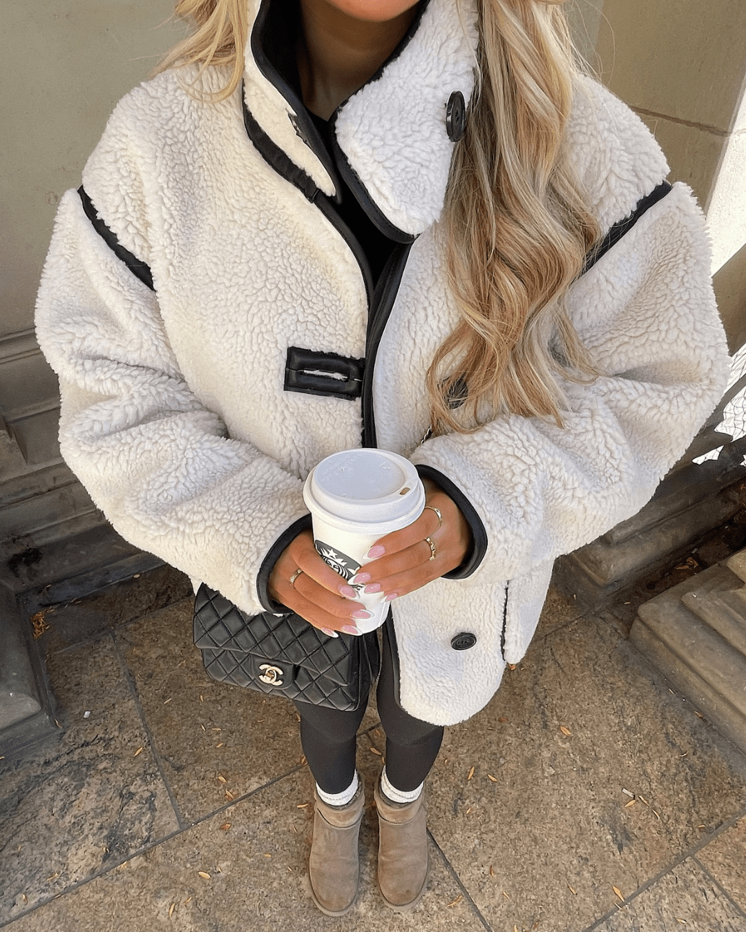 Veste Adela en sherpa à col cheminée