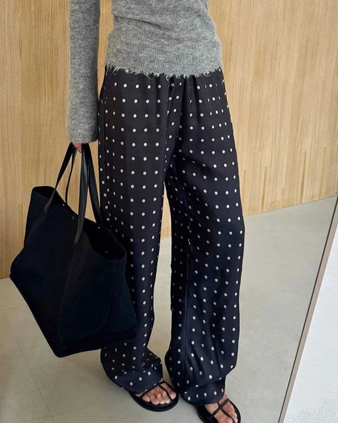 Pantalon en satin à pois Adela