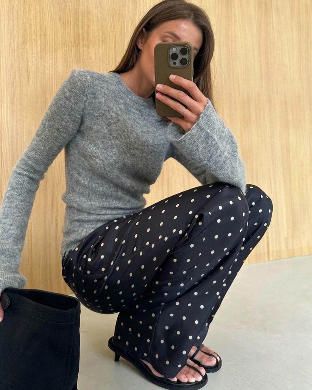 Pantalon en satin à pois Adela