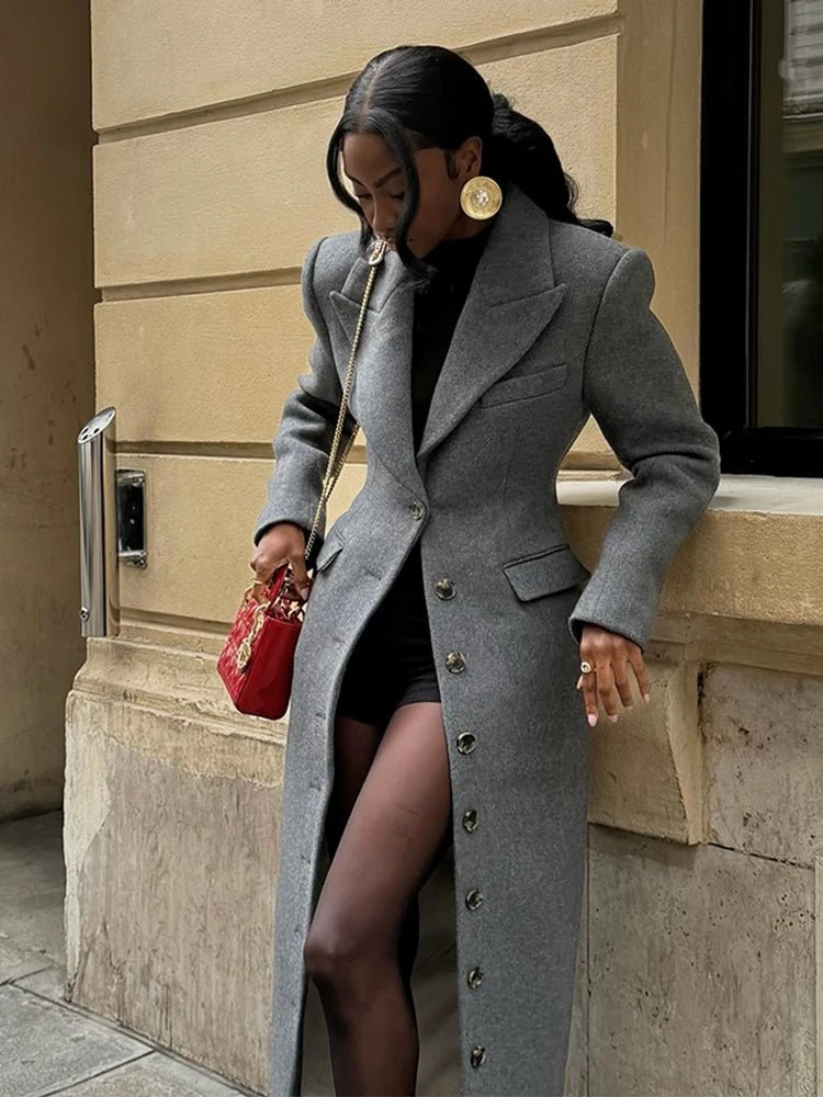 Manteau long Aediva cintré à la taille