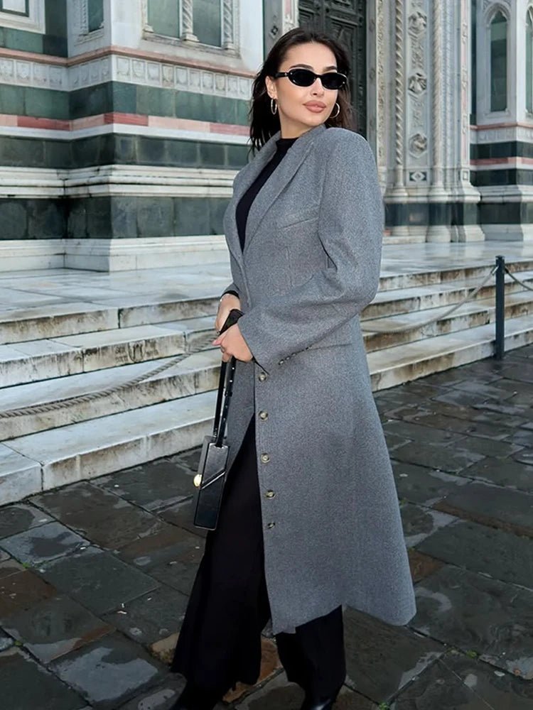 Manteau long Aediva cintré à la taille
