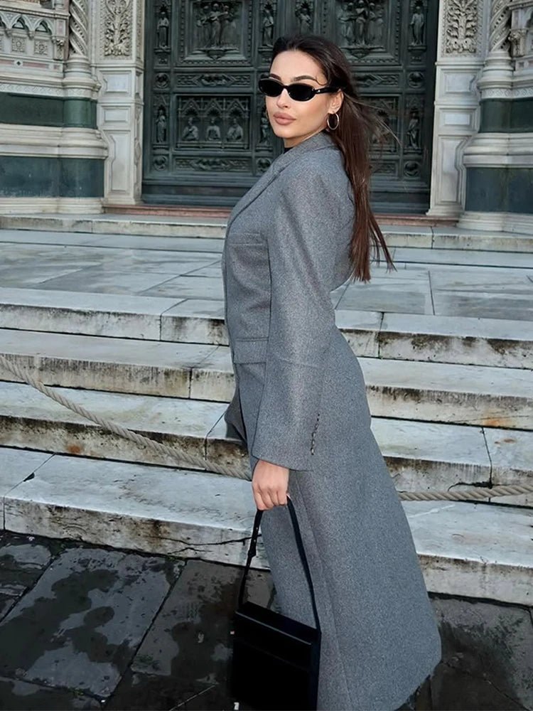 Manteau long Aediva cintré à la taille