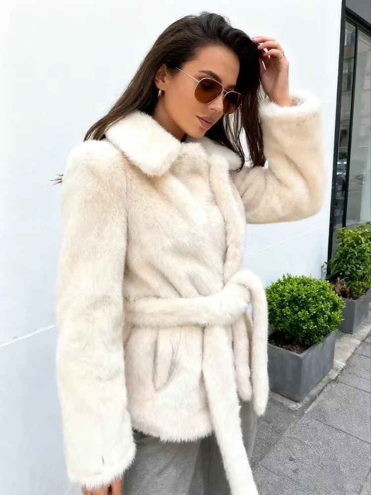 Aellinne Belted Faux Fur Coat