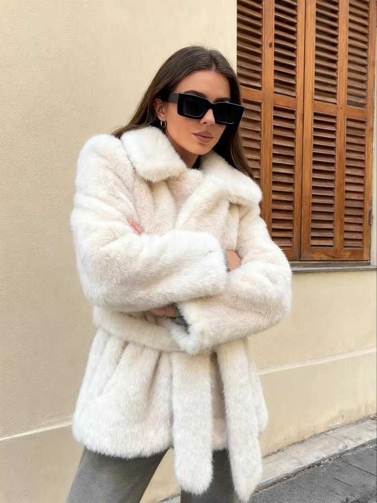 Aellinne Belted Faux Fur Coat