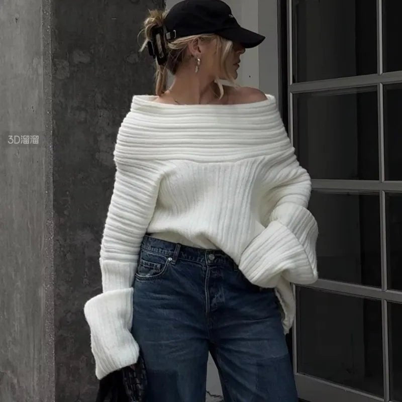 Pull en maille épaules dénudées Aelwen
