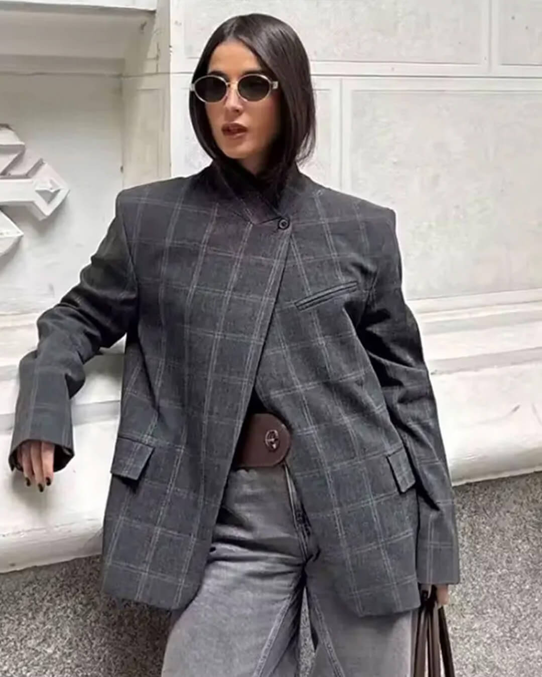 Blazer Aerona à carreaux et col montant