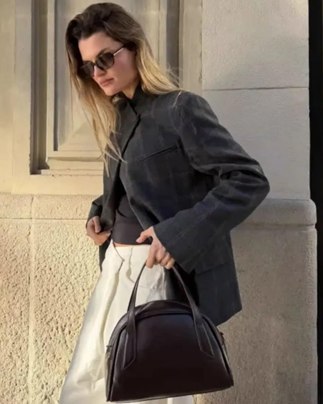 Blazer Aerona à carreaux et col montant