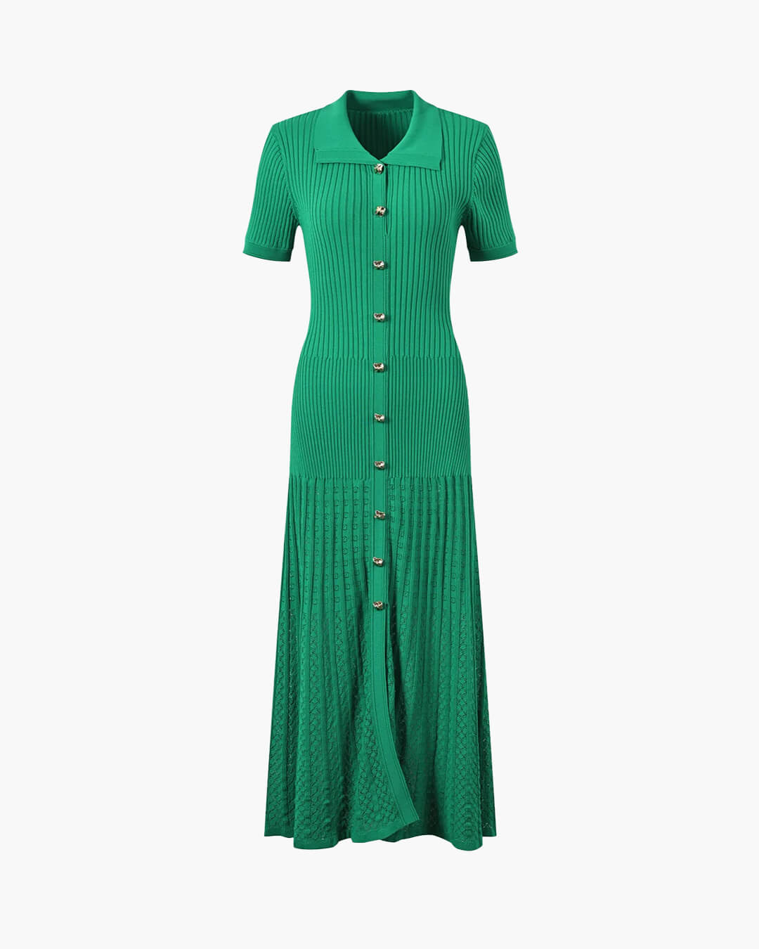 Robe longue en maille Affra à col rabattu