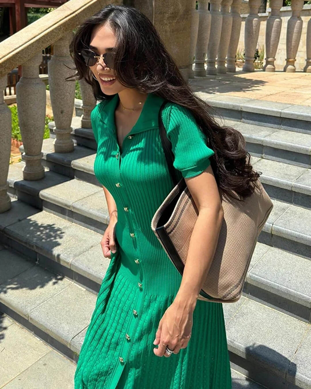Robe longue en maille Affra à col rabattu