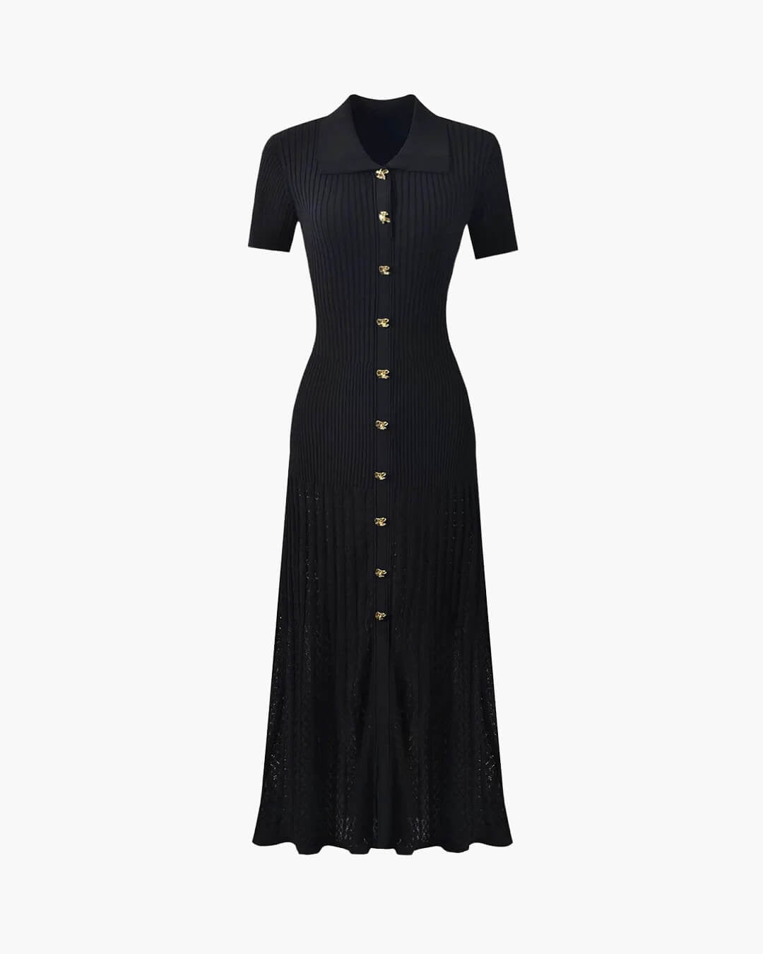 Robe longue en maille Affra à col rabattu