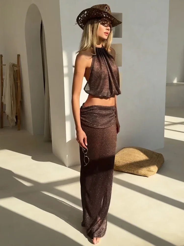 Airet Lace-Up Knit Two-Piece Set
