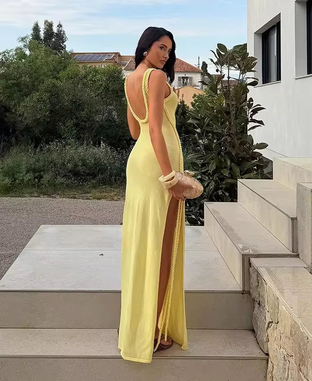 Robe longue à ouverture en goutte d’eau Airia