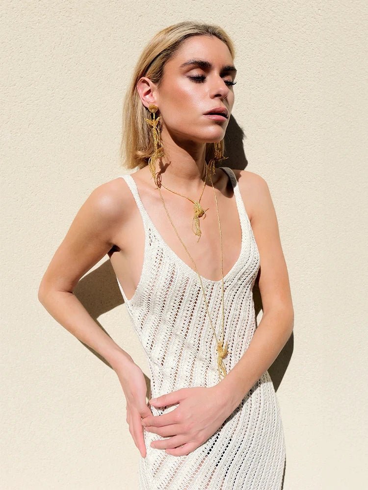 Robe longue de plage Airien en mesh ajouré