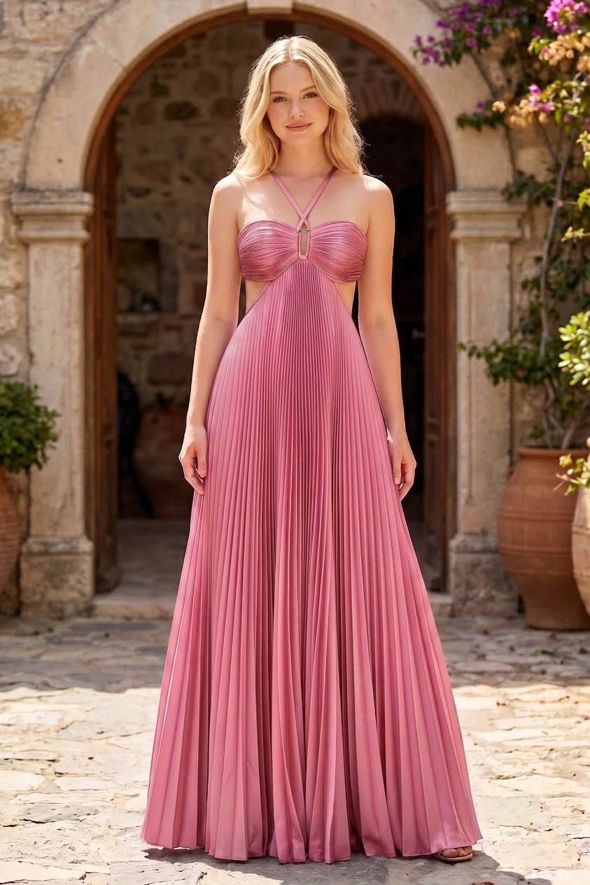 Robe longue en mousseline froissée Aisen