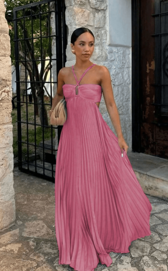Robe longue en mousseline froissée Aisen