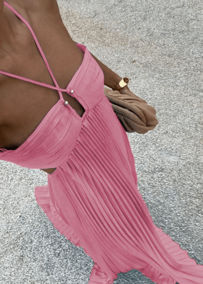 Robe longue en mousseline froissée Aisen