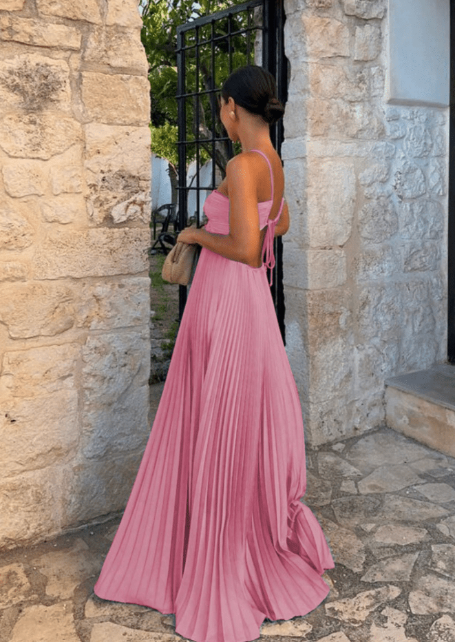 Robe longue en mousseline froissée Aisen