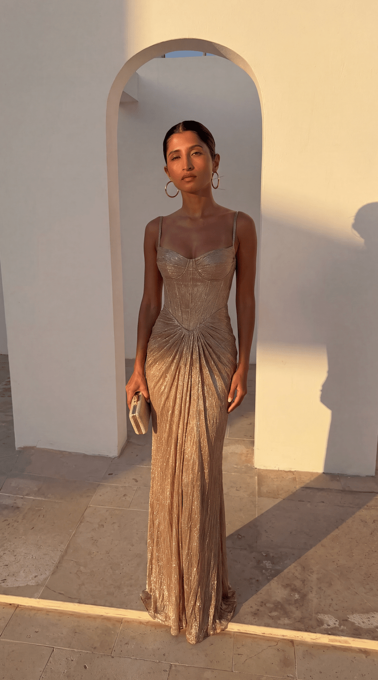 Aisena Corset Pleated Gown