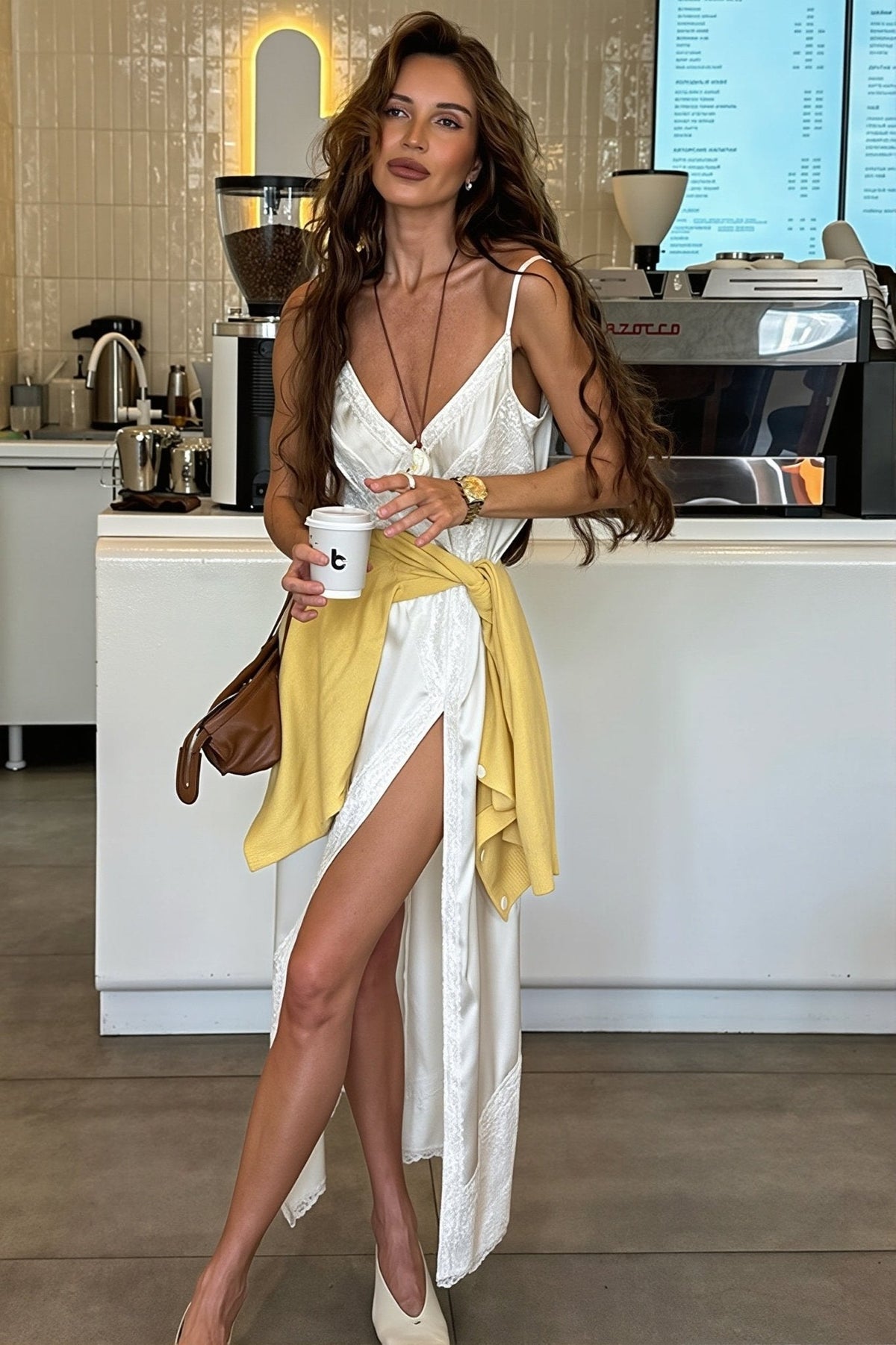 Robe midi Aishling en dentelle au fini satiné