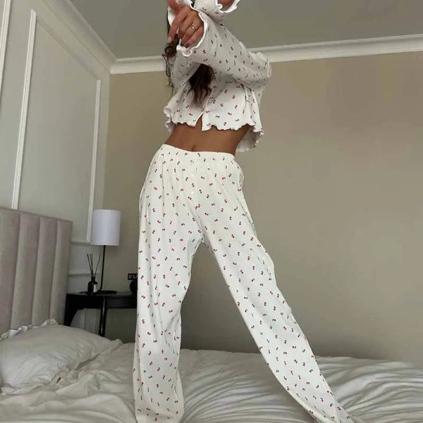 Ensemble de pyjama fleuri à manches longues Aiza