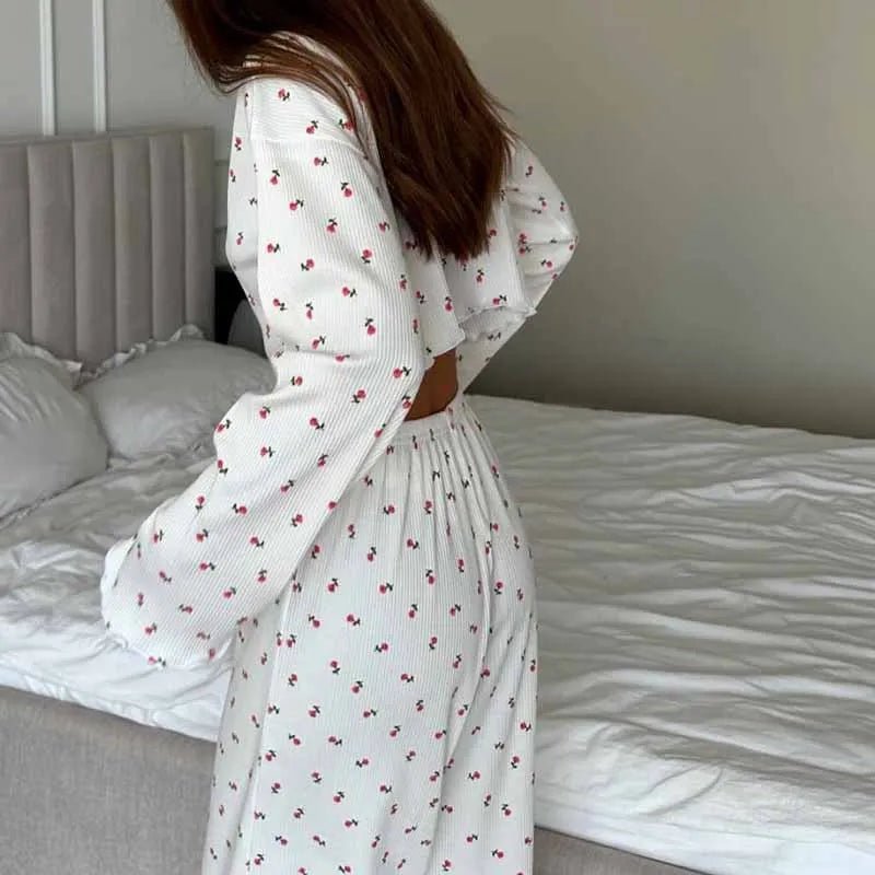 Ensemble de pyjama fleuri à manches longues Aiza