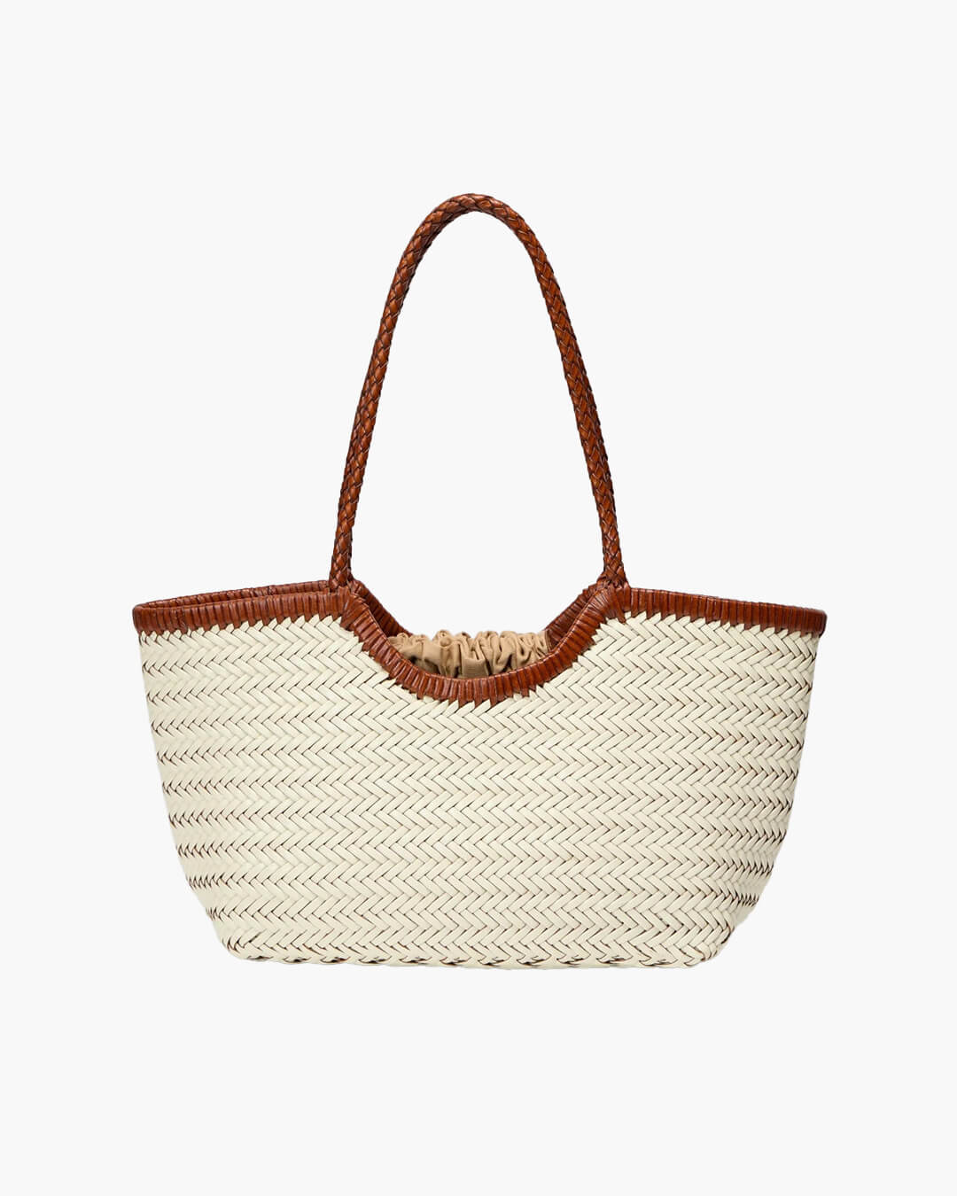 Alba Handwoven Tote Bag in Off-White, large size
