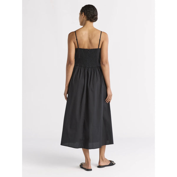 Robe midi plissée Alecto à fines bretelles