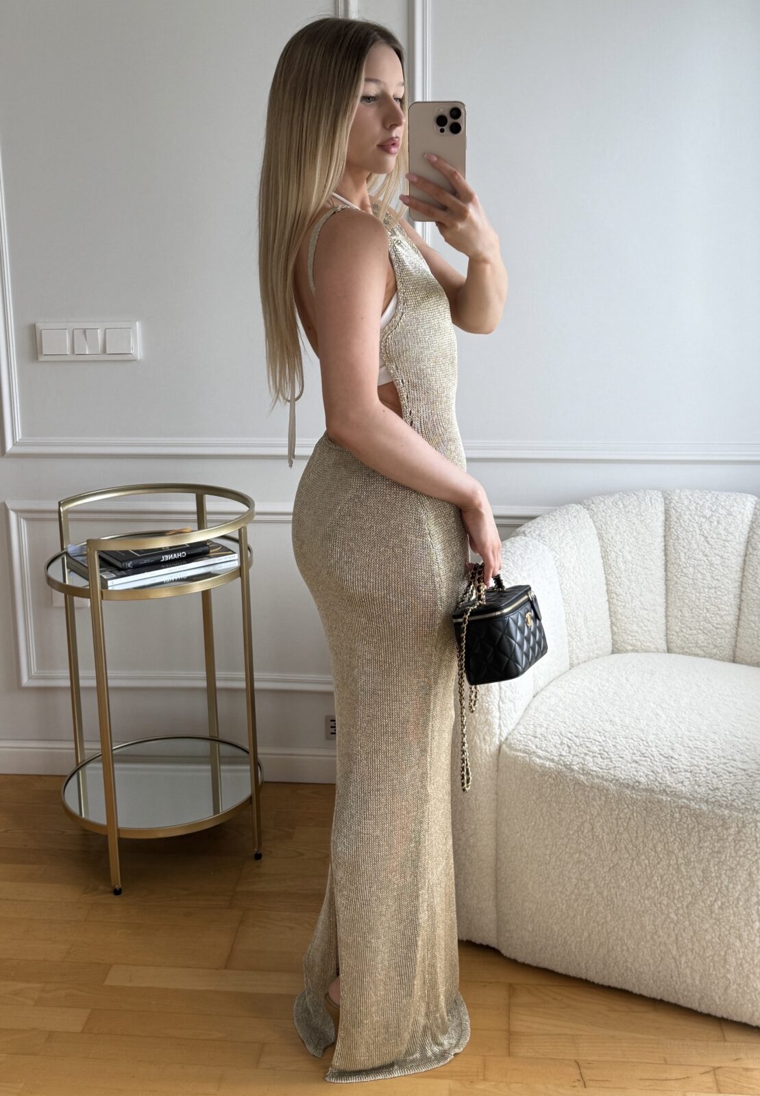 Robe longue Alessi en résille tricotée