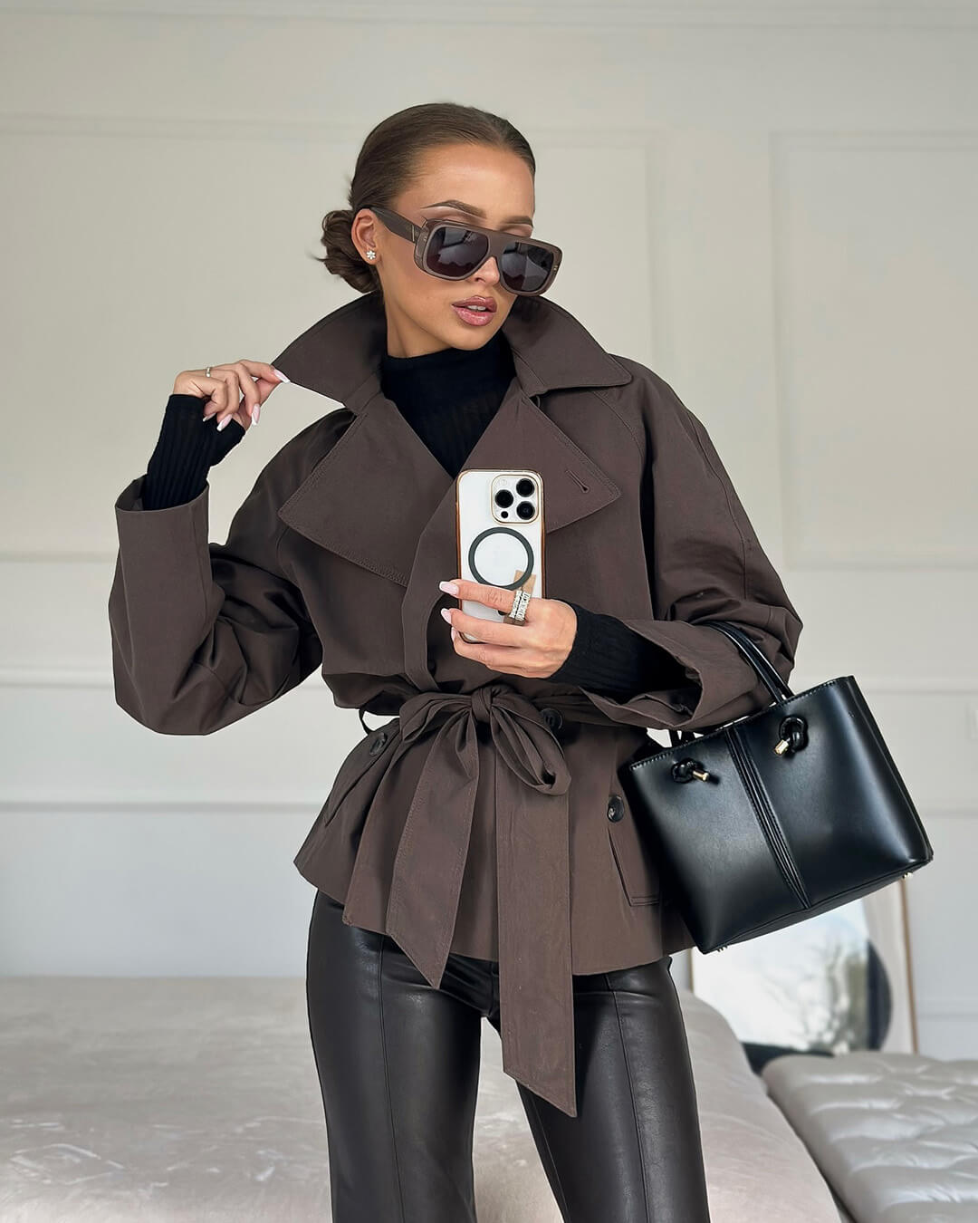 Trench-coat court Alianna ceinturé