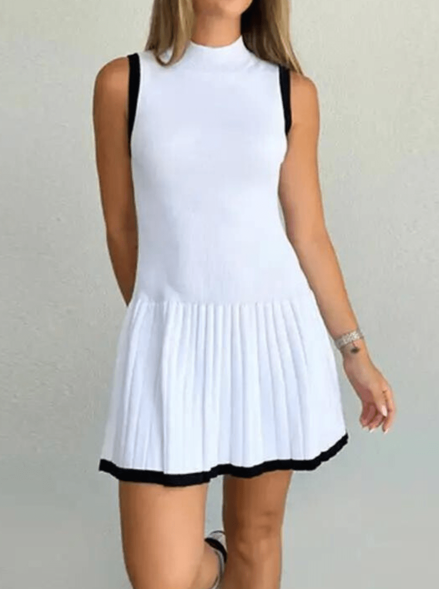 Robe en maille contrastante Alice à taille basse
