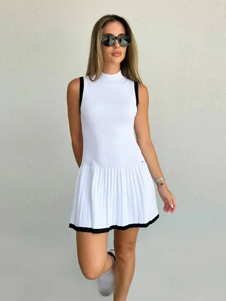 Robe en maille contrastante Alice à taille basse