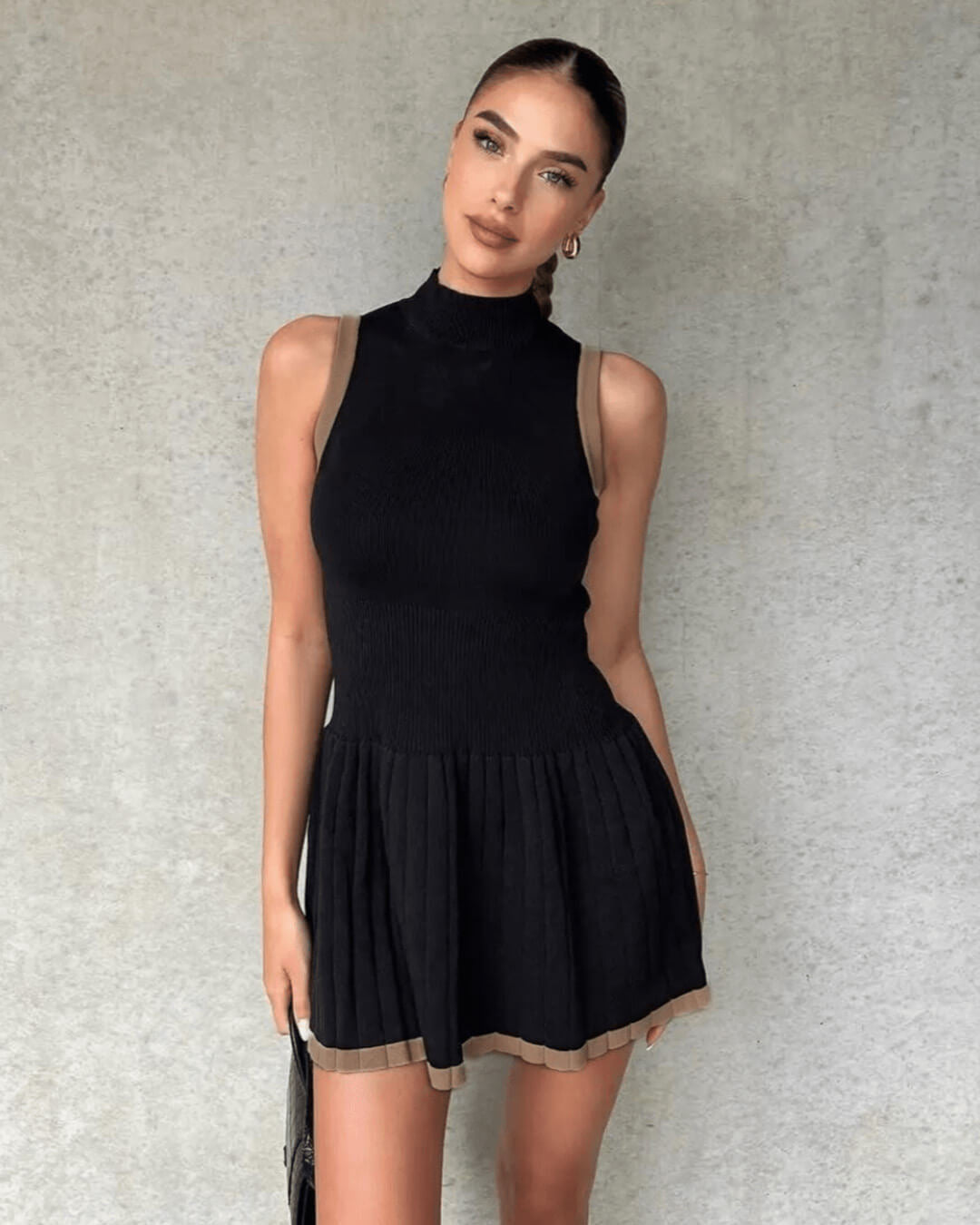 Robe en maille contrastante Alice à taille basse