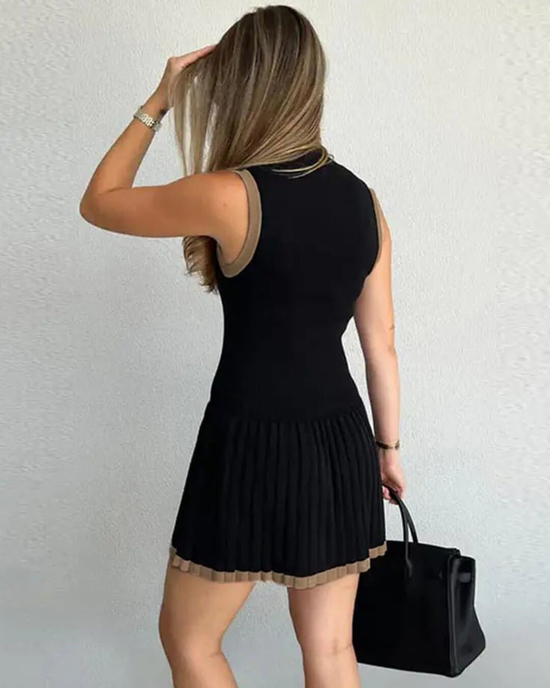 Robe en maille contrastante Alice à taille basse