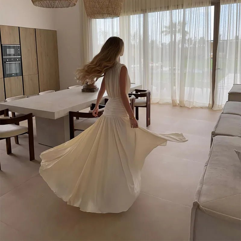 Robe longue Alicia à col V drapé