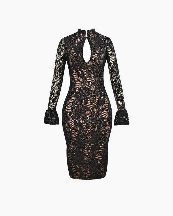Robe midi Amara en dentelle ajourée