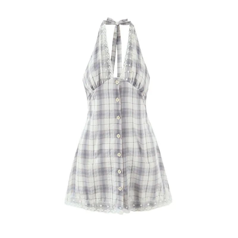 Robe courte en maille à carreaux en diagonale Amelia