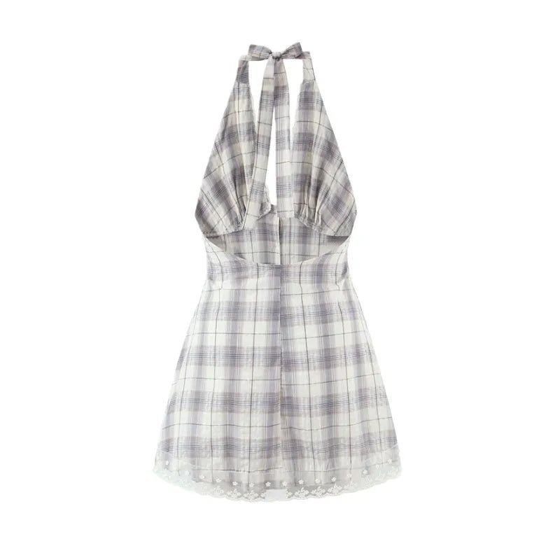 Robe courte en maille à carreaux en diagonale Amelia