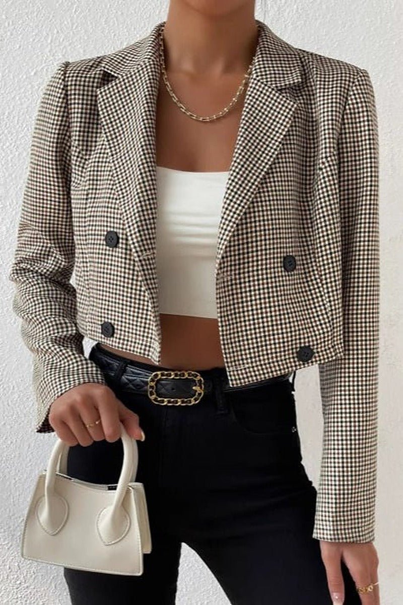 Blazer Amelia court à motif pied-de-poule
