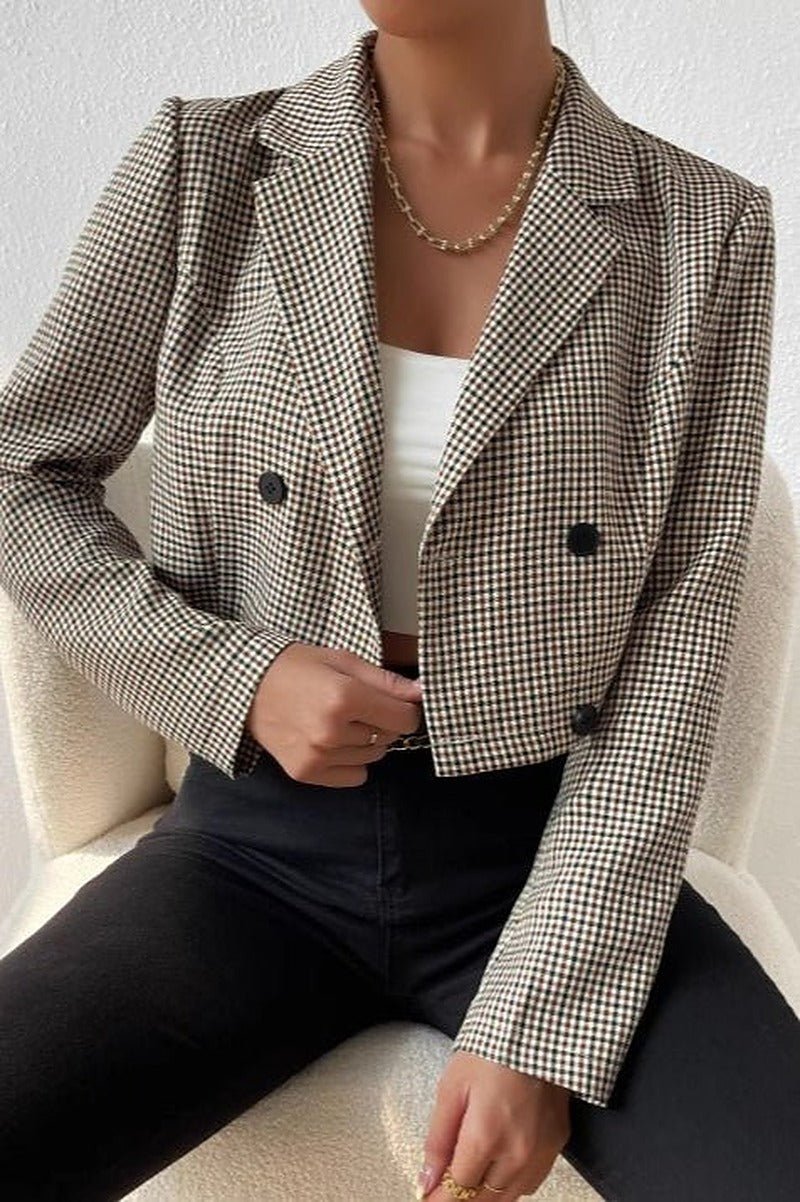 Blazer Amelia court à motif pied-de-poule