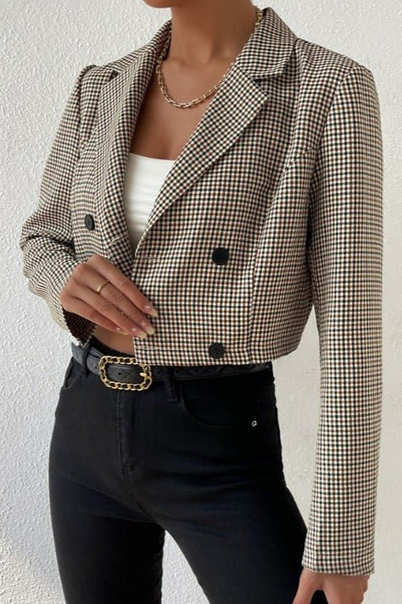 Blazer Amelia court à motif pied-de-poule