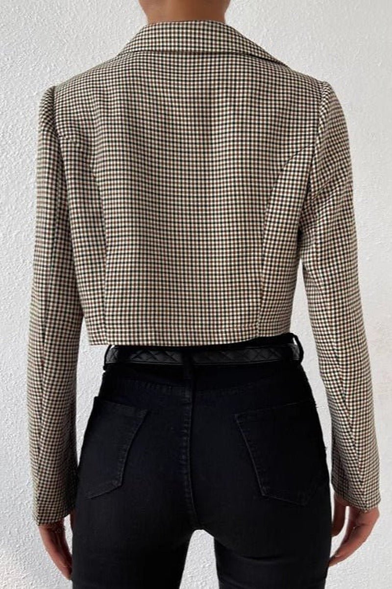 Blazer Amelia court à motif pied-de-poule