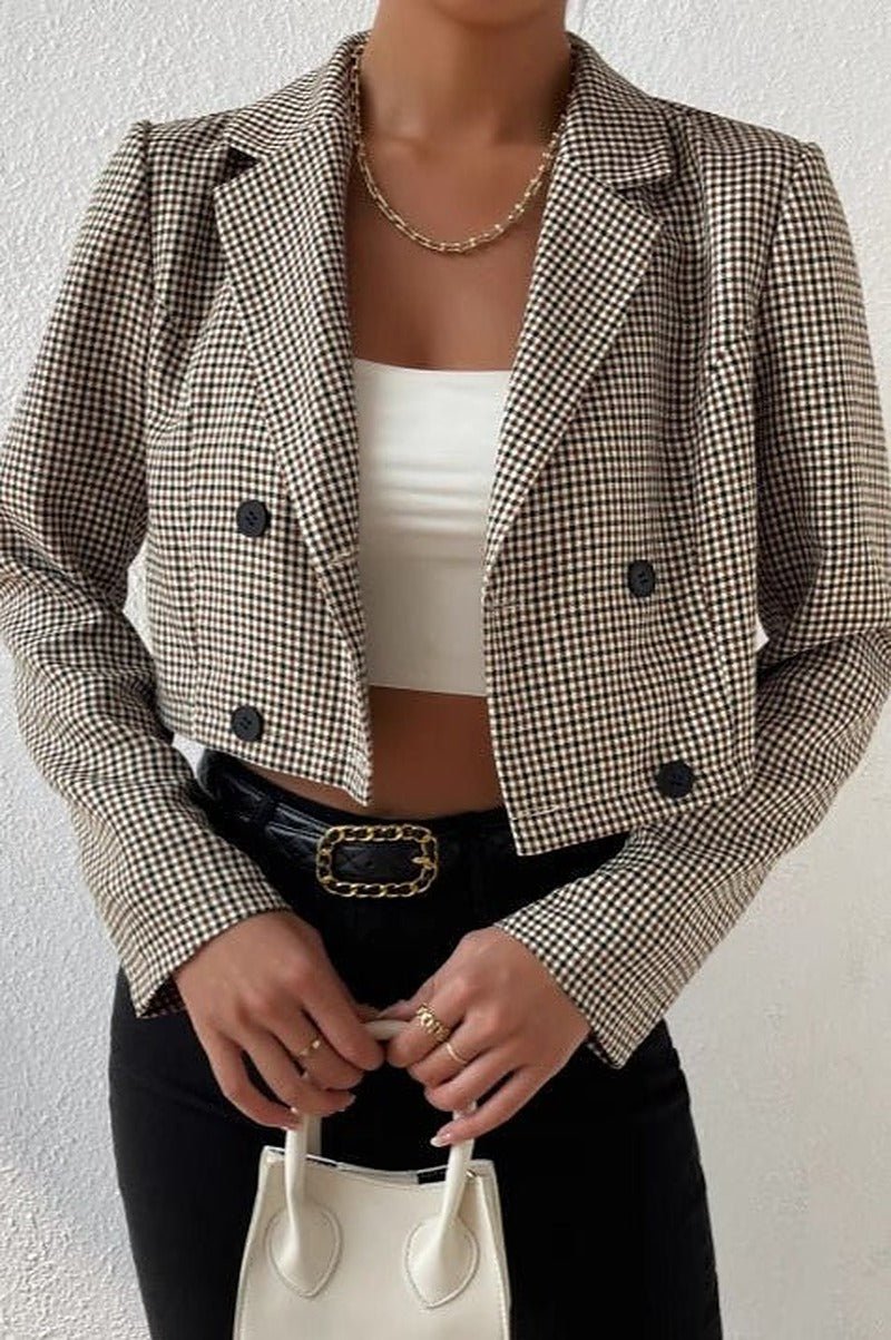 Blazer Amelia court à motif pied-de-poule