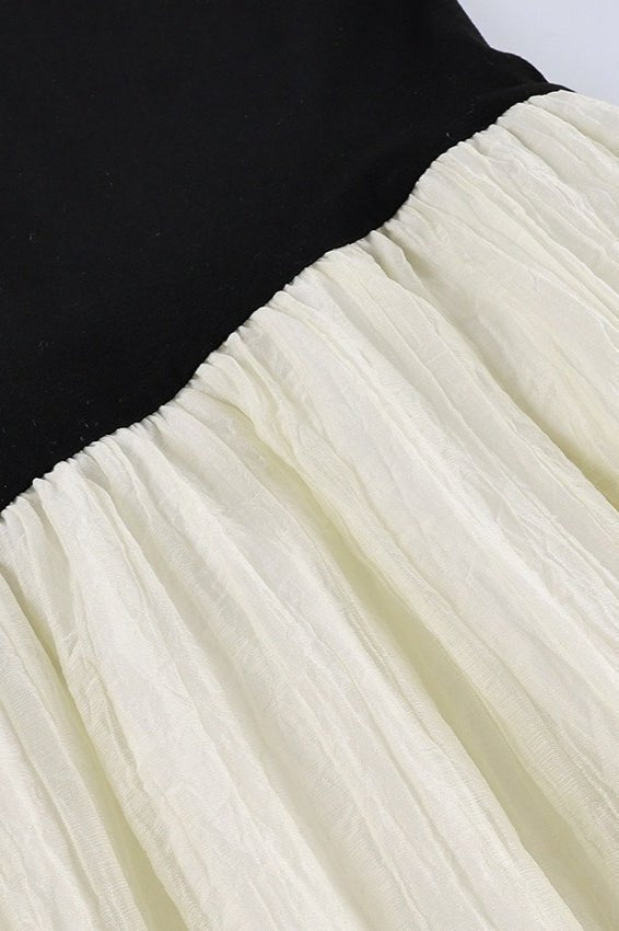 Robe longue asymétrique contrastée Amelie