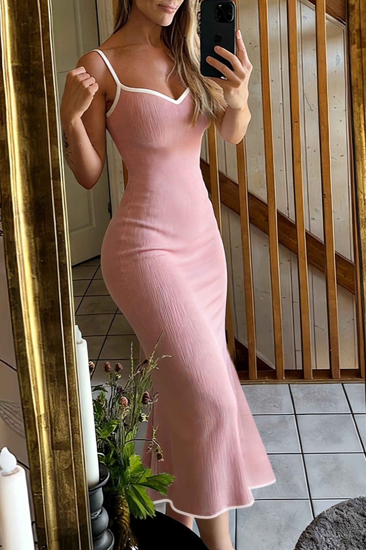 Robe longue moulante à bretelles Amelie